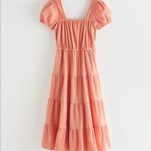 & Other Stories Tiered Puff Sleeve Cotton Midi Dress